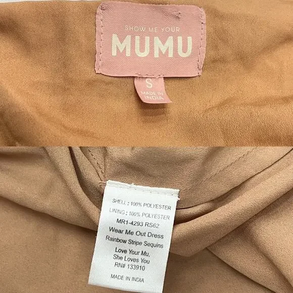 Show Me Your Mumu Wear Me Out Dress in Rainbow Stripe Sequins size Small - Picture 3 of 13